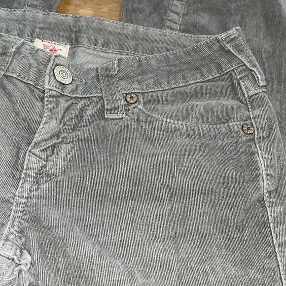 Woman’s True Religion Gray Corduroy , flare legs Pants Size 28 - Picture 6 of 14
